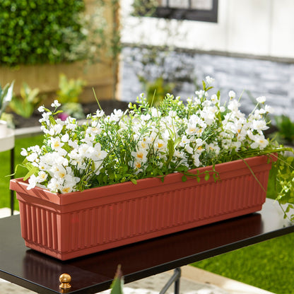 HC Companies 30 Inch Fluted Venetian Garden Flower Window Box, Clay (2 Pack)