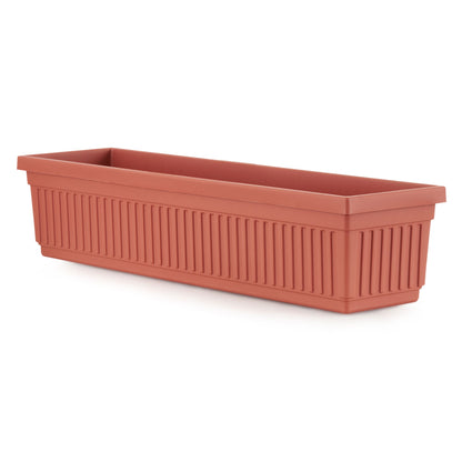 HC Companies 30 Inch Fluted Venetian Garden Flower Window Box, Clay (4 Pack)