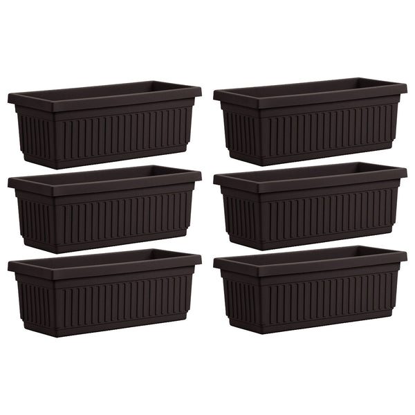 HC Companies 24 Inch Fluted Venetian Garden Flower Window Box, Black (6 Pack)