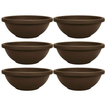 The HC Companies 18 Inch Bowl Planter with with Drainage, Chocolate (6 Pack)