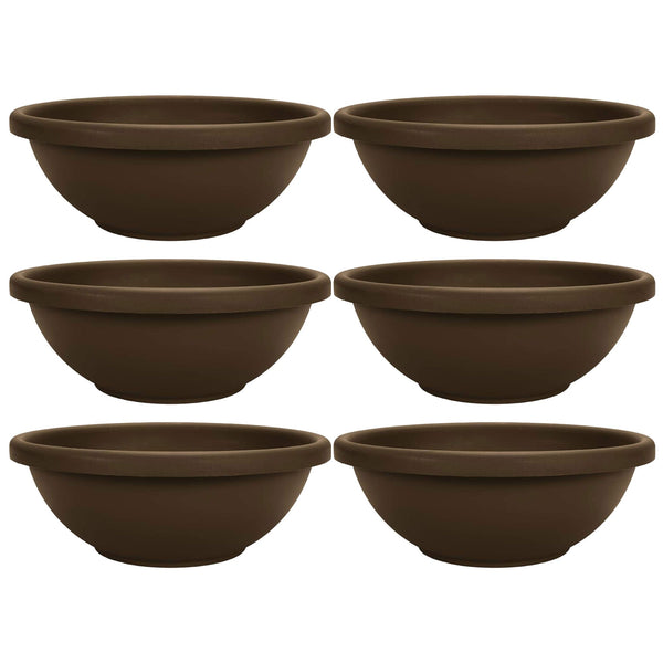 The HC Companies 18 Inch Bowl Planter with with Drainage, Chocolate (6 Pack)