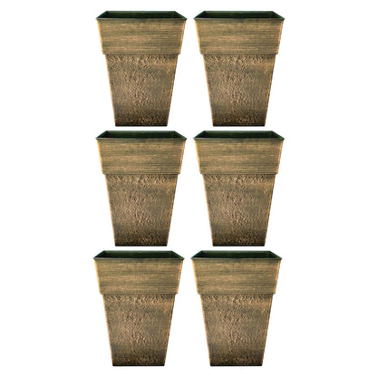 The HC Companies Avino 16 Inch Square Flower Planter Pot, Celtic Bronze (6 Pack)