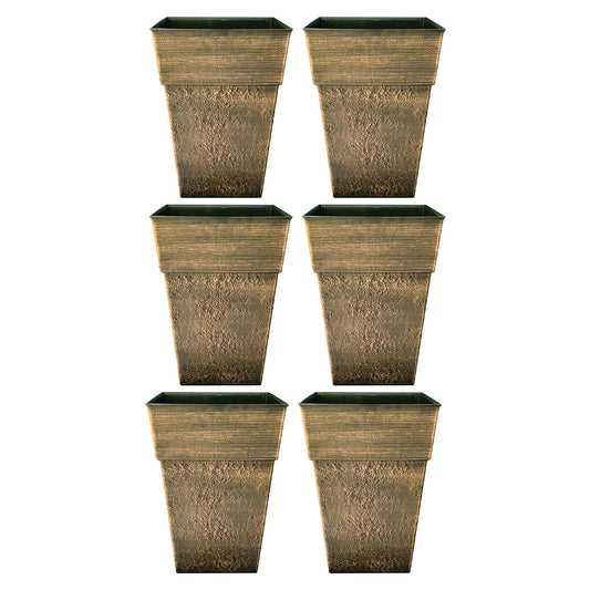 The HC Companies Avino 16 Inch Square Flower Planter Pot, Celtic Bronze (6 Pack)