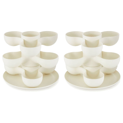 The HC Companies 8 Inch Pixie Indoor Stacking Plant Pot, Vanilla Bisque (2 Pack)