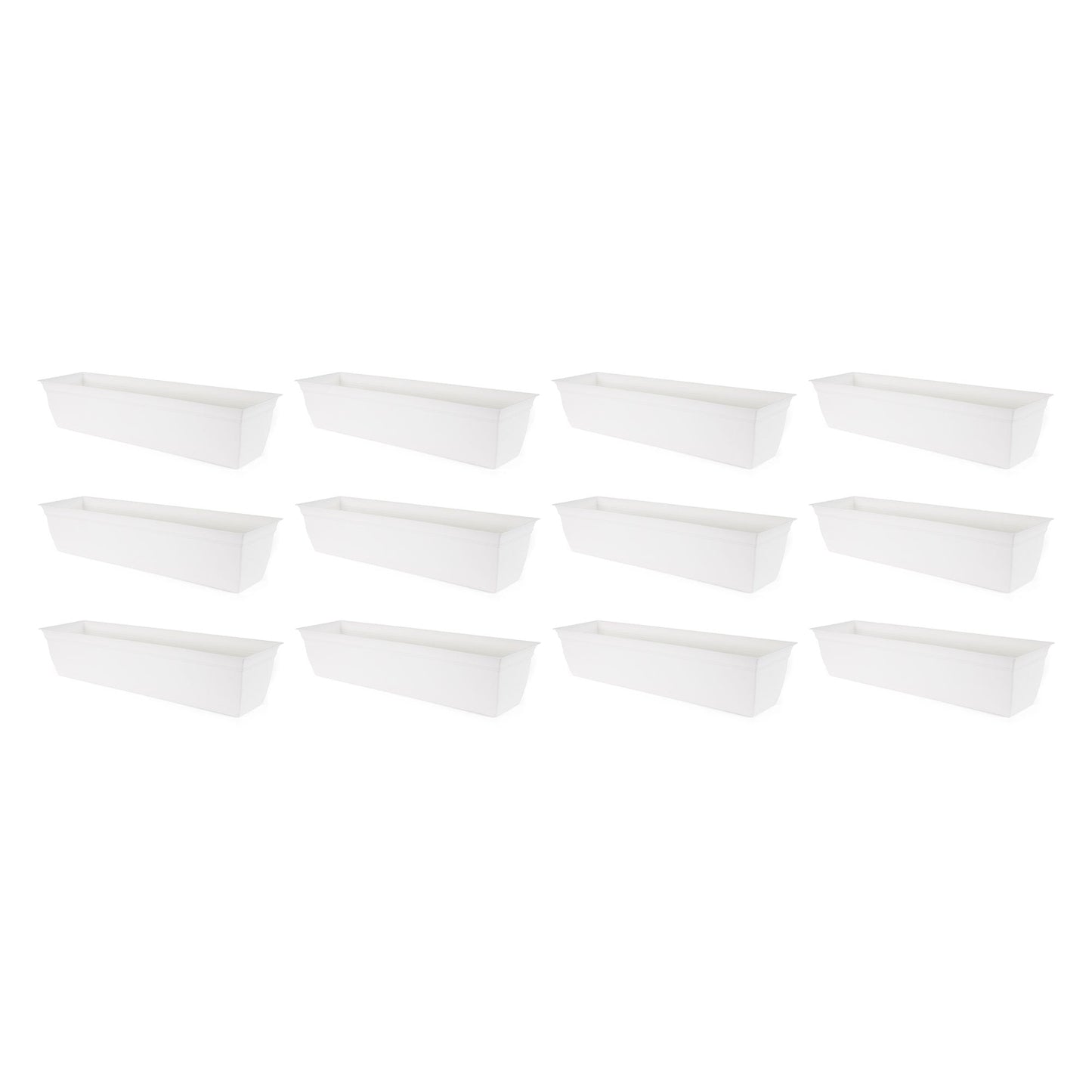 The HC Companies 30 Inch Window Flower Box w/Removable Saucer, White (12 Pack)