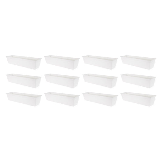 The HC Companies 30 Inch Window Flower Box w/Removable Saucer, White (12 Pack)