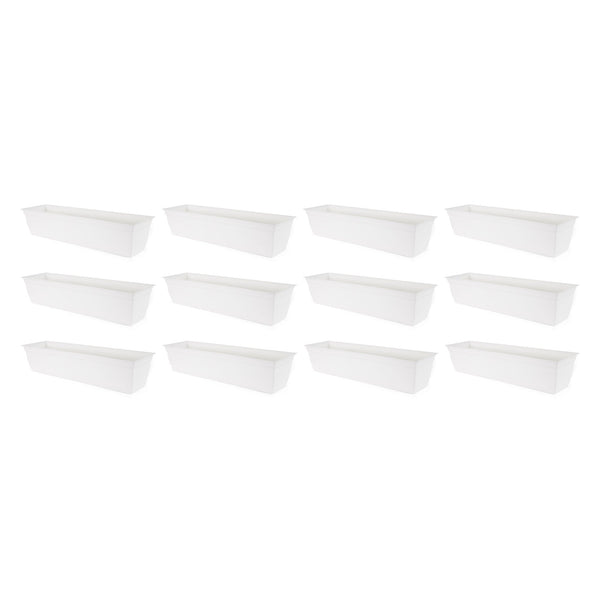 The HC Companies 30 Inch Window Flower Box w/Removable Saucer, White (12 Pack)