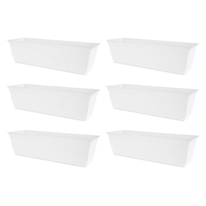 The HC Companies 24 Inch Window Flower Box with Removable Saucer, White (6 Pack)