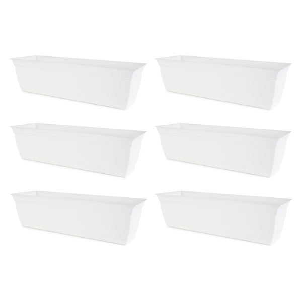 The HC Companies 24 Inch Window Flower Box with Removable Saucer, White (6 Pack)