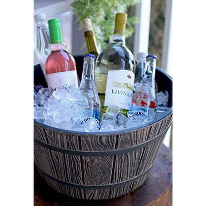 HC Companies 16" Indoor Outdoor Aged Wooden Oak Whiskey Barrel Planter (3 Pack)