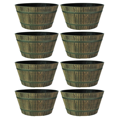 HC Companies 16" Indoor Outdoor Aged Wooden Oak Whiskey Barrel Planter (8 Pack)