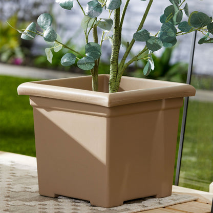 HC Companies 13.25" x 15.5" Outdoor Square Accent Planter, Sandstone (3 Pack)