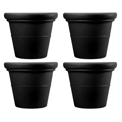 HC Companies 17" Terrazzo Round House Planter Pot with Heavy Rim, Black (4 Pack)