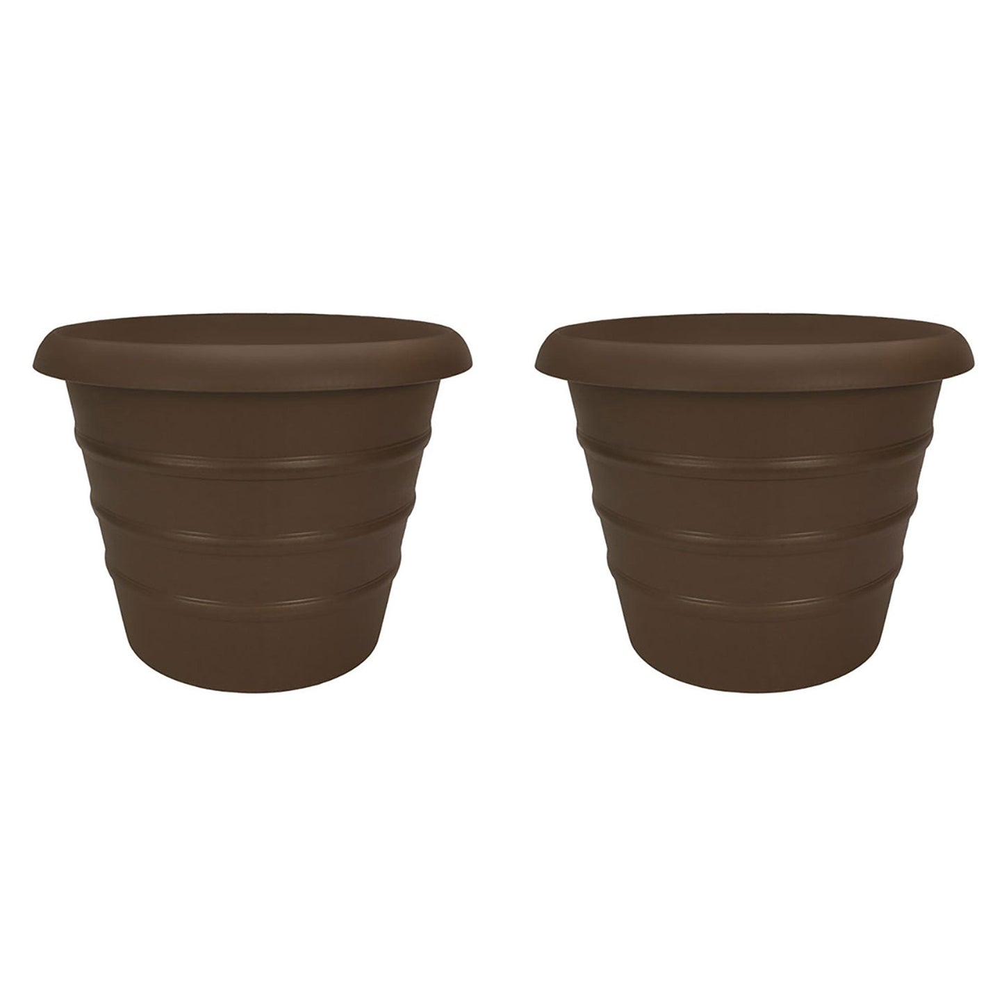 HC Companies Aspen 20" Indoor Outdoor Round Planter, Chocolate Brown (2 Pack)