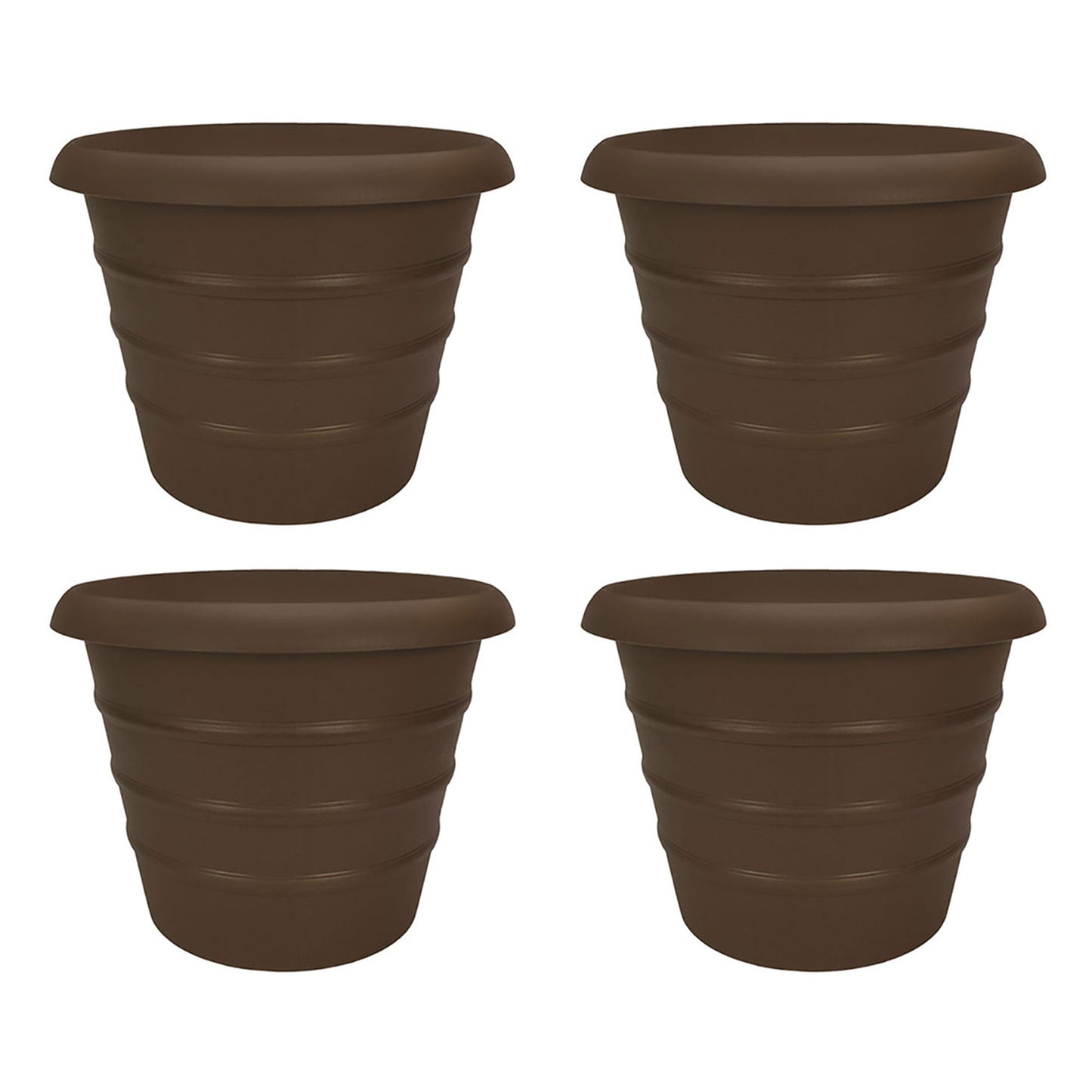 HC Companies Aspen 20" Indoor Outdoor Round Planter, Chocolate Brown (4 Pack)
