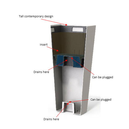 HC Companies Cascade 15" Square Self Watering Flower Pot, Black Onyx (2 Pack)