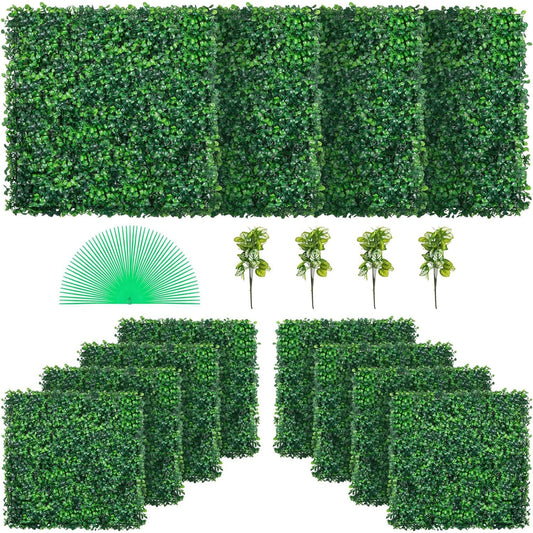 VEVOR 12 Piece 20"x20" Artificial Boxwood Panels for Indoor & Outdoor Use, Green