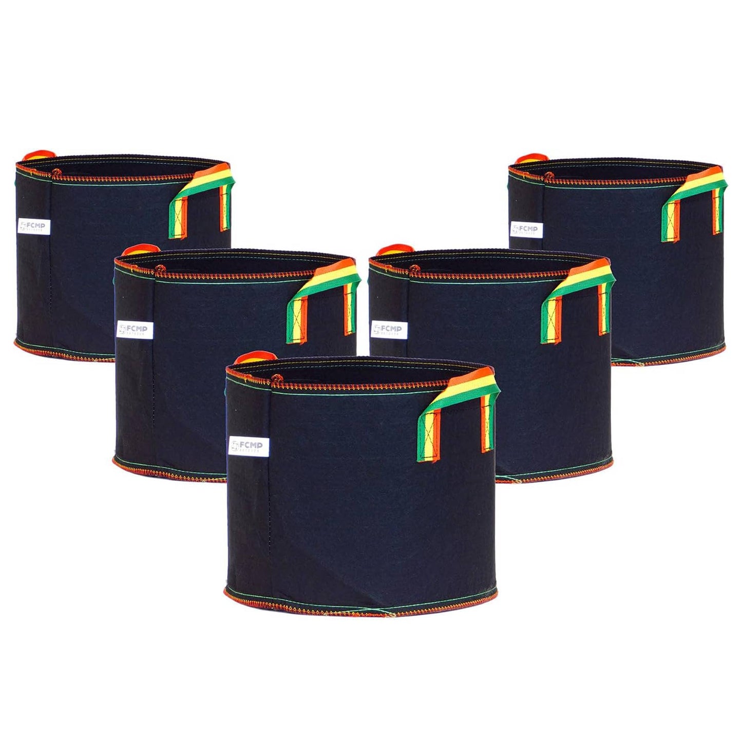 FCMP Outdoor 5 Gal Modern Non Woven Breathable Grow Bags, Multicolor (5 Pack)