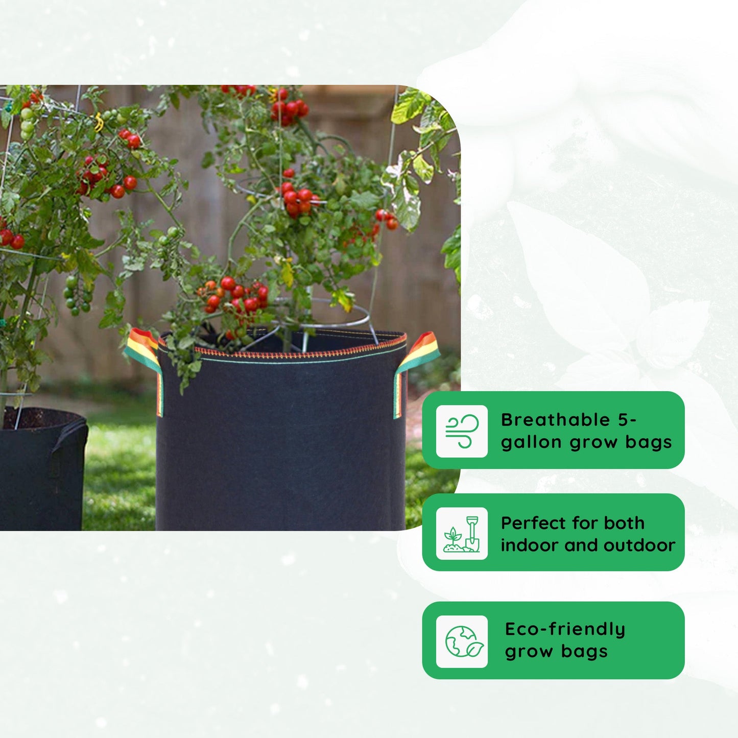 FCMP Outdoor 5 Gal Modern Non Woven Breathable Grow Bags, Multicolor (5 Pack)