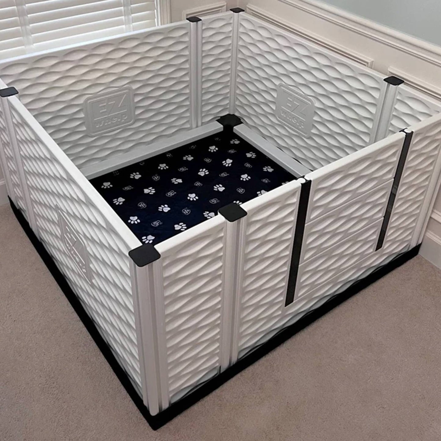 EZwhelp EZclassic 48" x 48" Dog Whelping Box Tall Playpen with Rails, Black