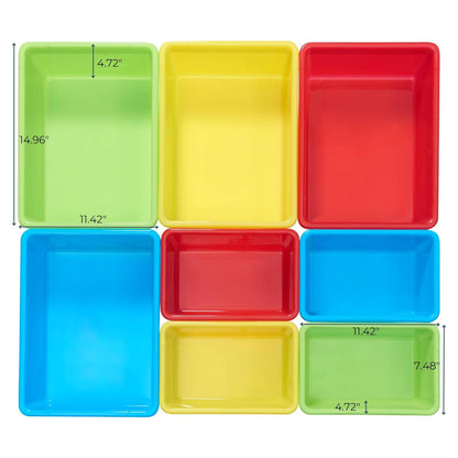 Sturdis Kids Toy Storage Organizer with Bookshelf, Top Shelf and 8 Colorful Bins