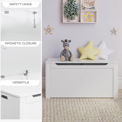 Sturdis Wooden Toy Box Stylish Spacious Storage for Home Organization, White
