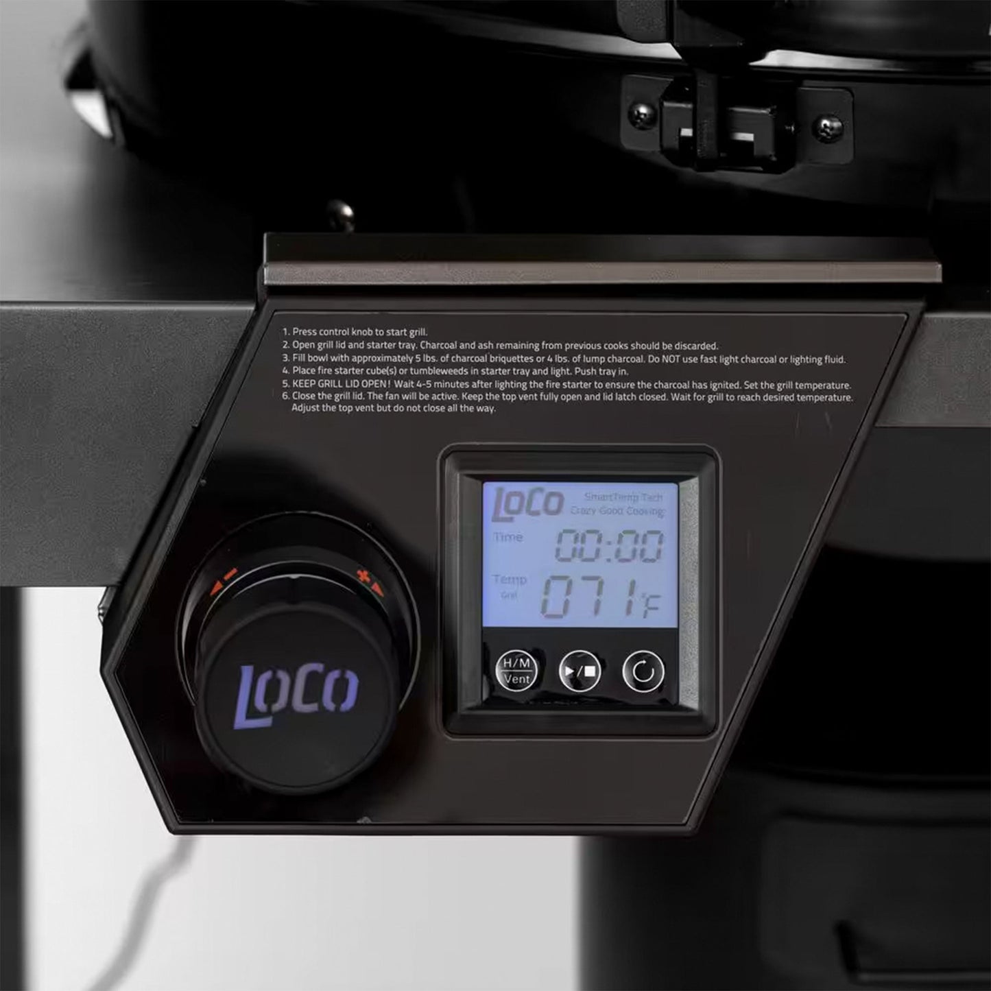 Loco Cookers 22.5 Inch SmartTemp Kettle Grill with Cart and Backlit LCD, Black