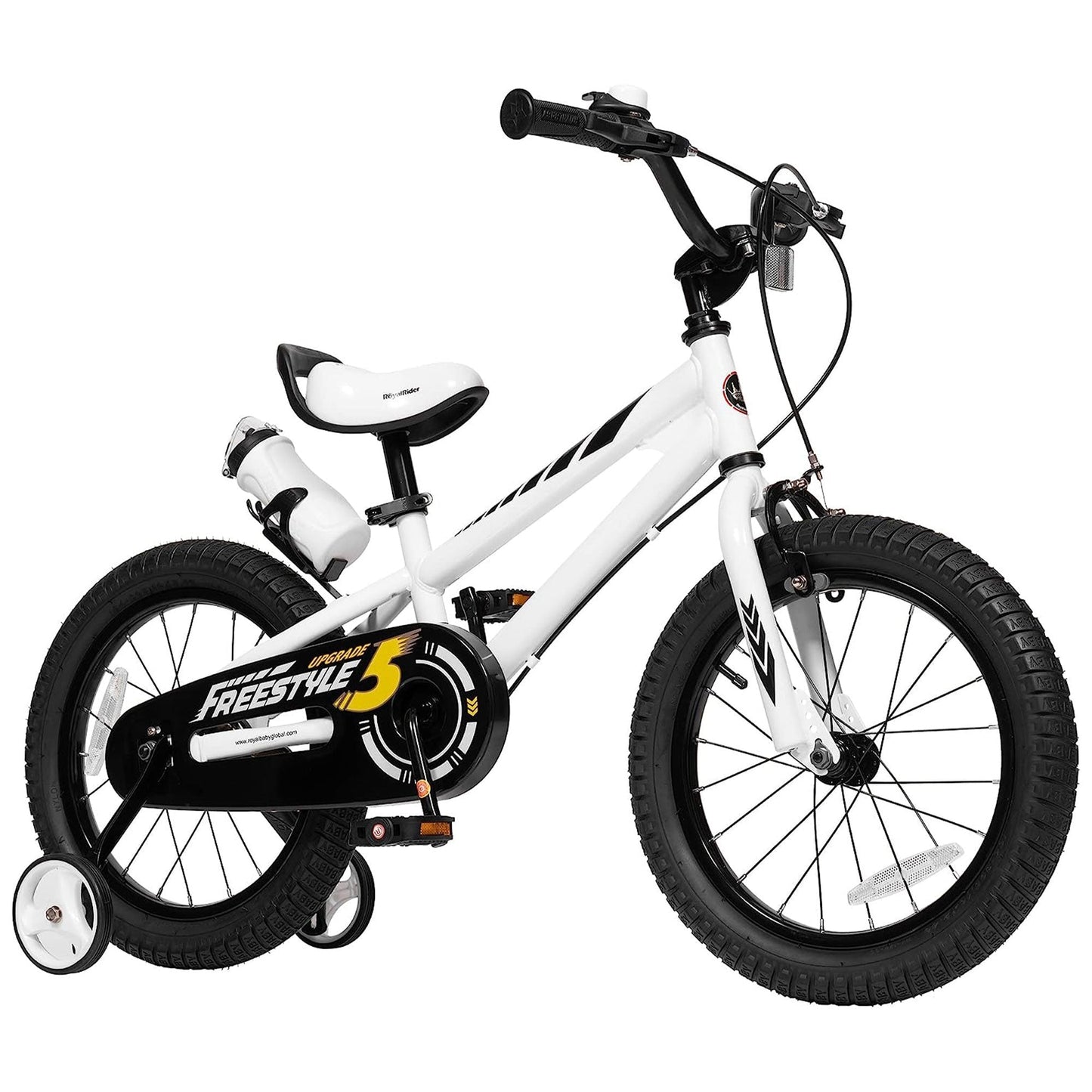 RoyalBaby Freestyle Outdoor Kid's Bicycle with Training Wheels, 12 Inch, White