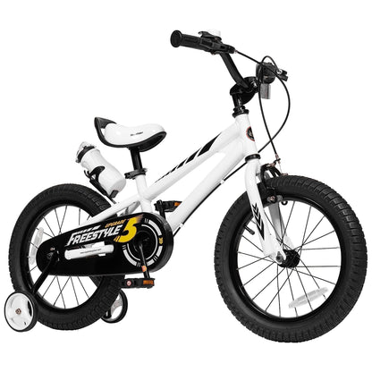 RoyalBaby Freestyle Outdoor Kid's Bicycle with Training Wheels, 12 Inch, White
