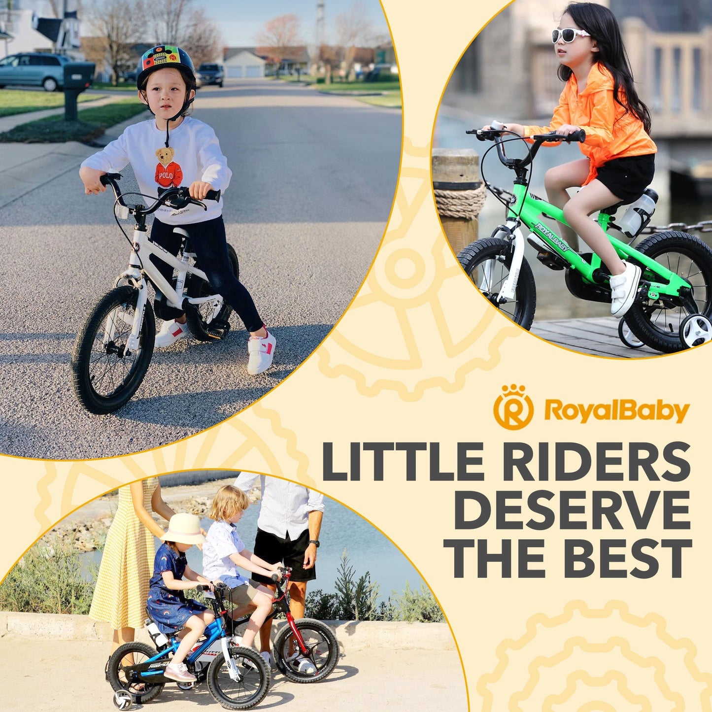 RoyalBaby Freestyle Outdoor Kid's Bicycle with Training Wheels, 12 Inch, White