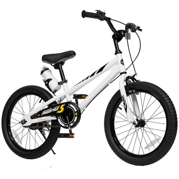 RoyalBaby Freestyle Outdoor Kid's Sporty Bicycle with Kickstand, 18 Inch, White