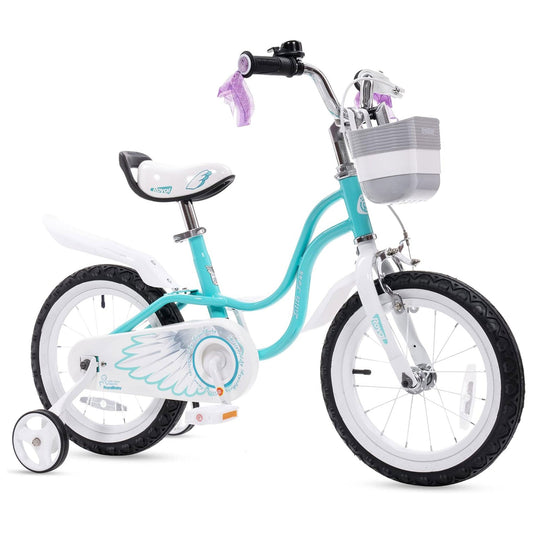 RoyalBaby Princess Girl Bicycle 16" with Training Wheels & Kickstand, Swan/Blue