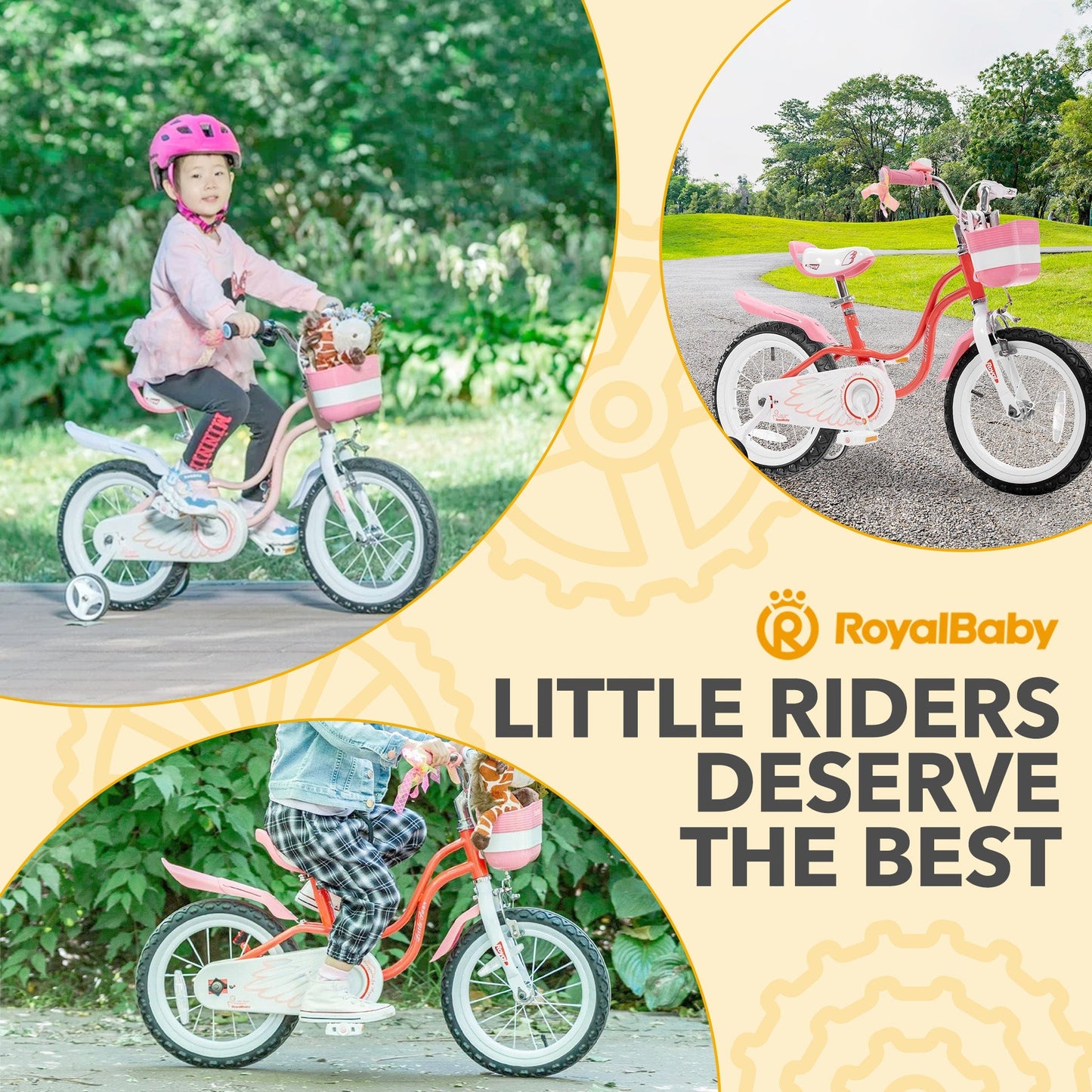 RoyalBaby Princess Girl Bicycle 16" with Training Wheels & Kickstand, Swan/Blue