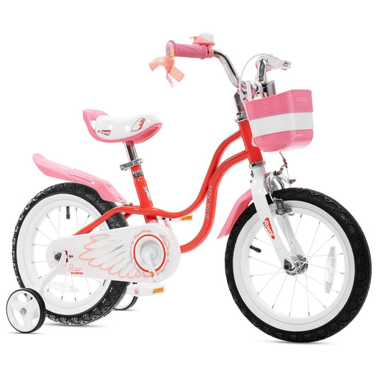 RoyalBaby Princess Girl Bicycle 16" with Training Wheels & Kickstand, Swan/Red