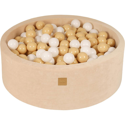 MeowBaby Soft Round 35 x 11.5 in. Baby Foam Ball Pit w/200 2.75 in. Balls, Ecru