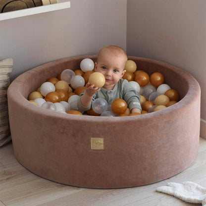 MeowBaby Soft Round 35 x 11.5 in. Baby Foam Ball Pit w/200 2.75 in. Balls, Ecru