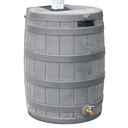 Good Ideas RW50 Rain Wizard 50 Gallon Plastic Rain Barrel Water Collector, Gray