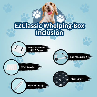 EZwhelp EZclassic 48" x 48" Dog Whelping Box Tall Playpen with Rails, Black