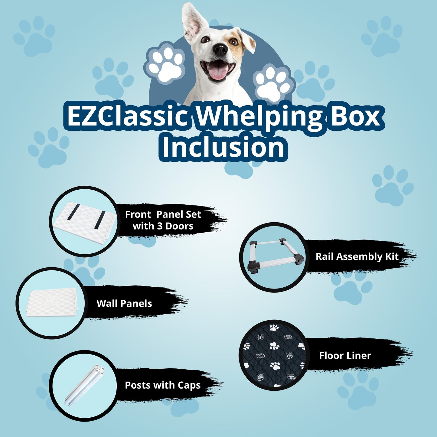 EZwhelp EZclassic 38" x 38" Puppy Dog Whelping Box Playpen with Rails & Liner