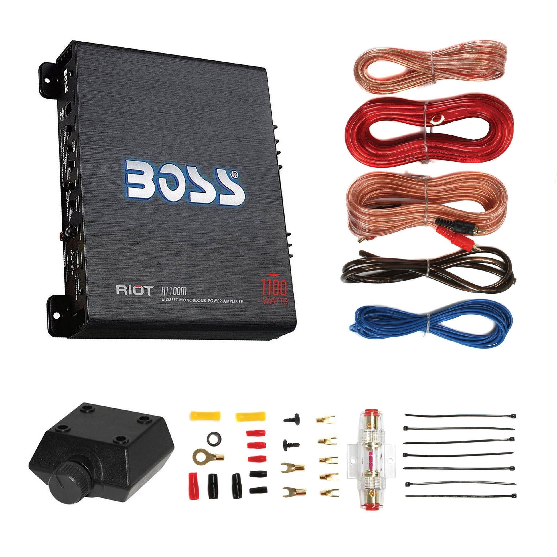 New BOSS R1100M 1100W Mono Car Audio Amplifier Amp & 8 Gauge Amp Wiring Kit - Find Fresh Goods
