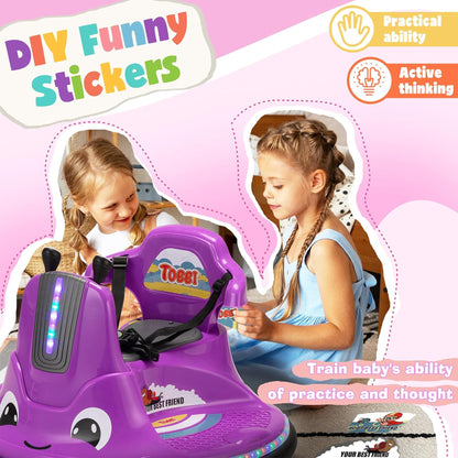 TOBBI 12V Snail Baby Bumper Electric Car, Kids Ride On Toy with Remote, Purple