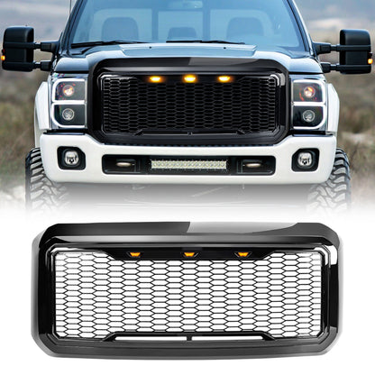 AMERICAN MODIFIED Front Grille for 2011-2016 Ford F250/350/450/550, Glossy Black - Find Fresh Goods