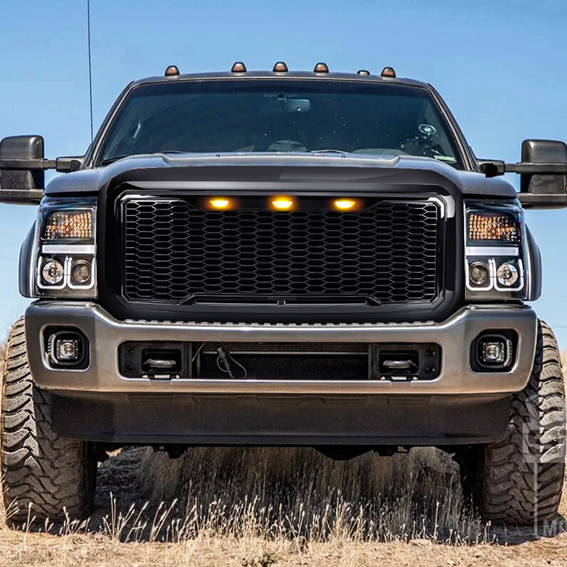 AMERICAN MODIFIED Front Grille for 2011-2016 Ford F250/350/450/550, Glossy Black - Find Fresh Goods