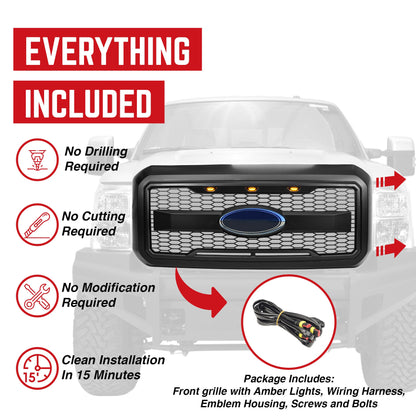 AMERICAN MODIFIED Raptor Style Mesh Grille for 2011-2016 Ford F250/350/450/550 - Find Fresh Goods