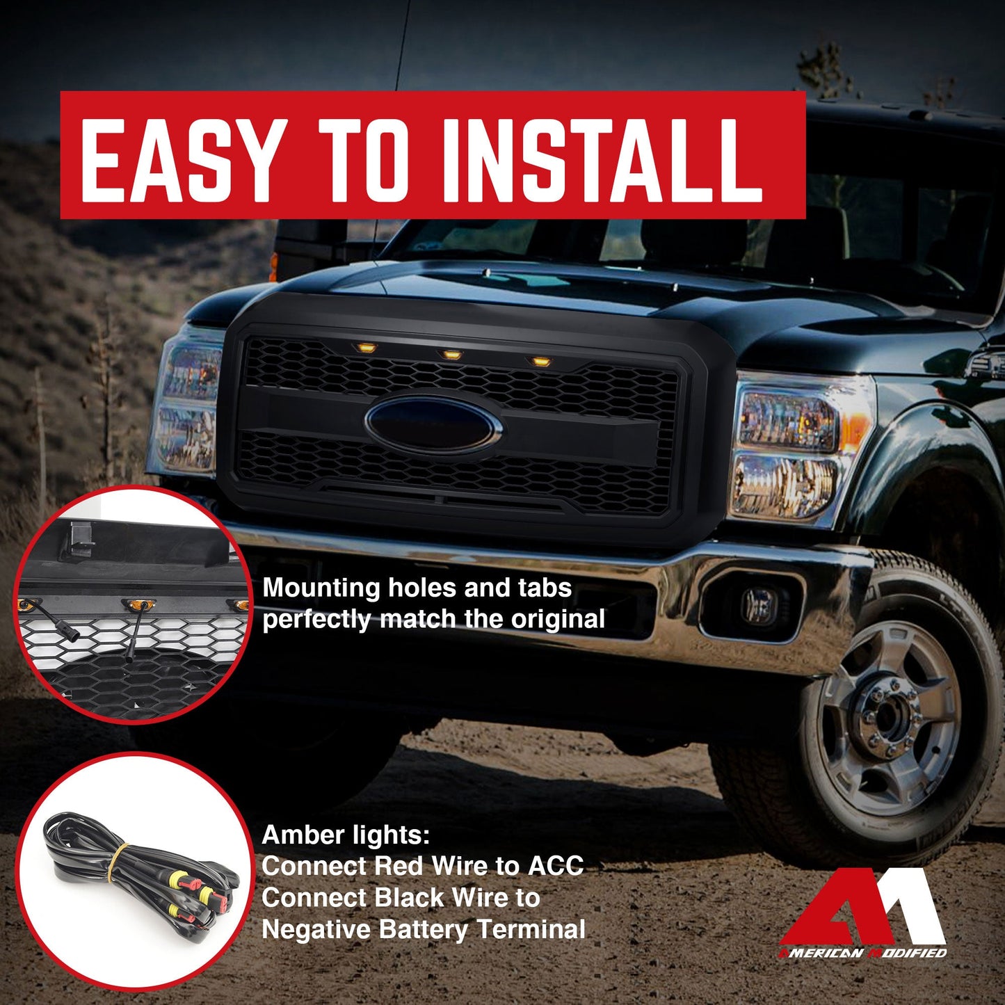 AMERICAN MODIFIED Raptor Style Mesh Grille for 2011-2016 Ford F250/350/450/550 - Find Fresh Goods