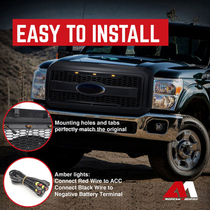AMERICAN MODIFIED Raptor Style Mesh Grille for 2011-2016 Ford F250/350/450/550 - Find Fresh Goods