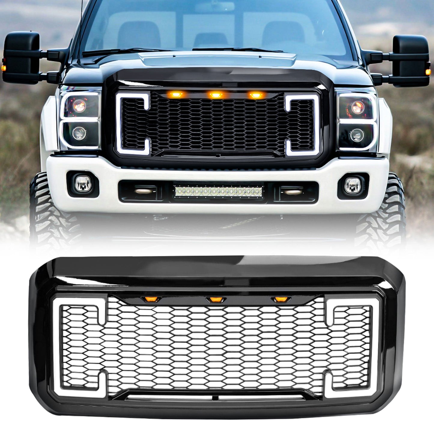 AMERICAN MODIFIED Raptor Style Mesh Grille for 2011-2016 Ford F250/350/450/550 - Find Fresh Goods