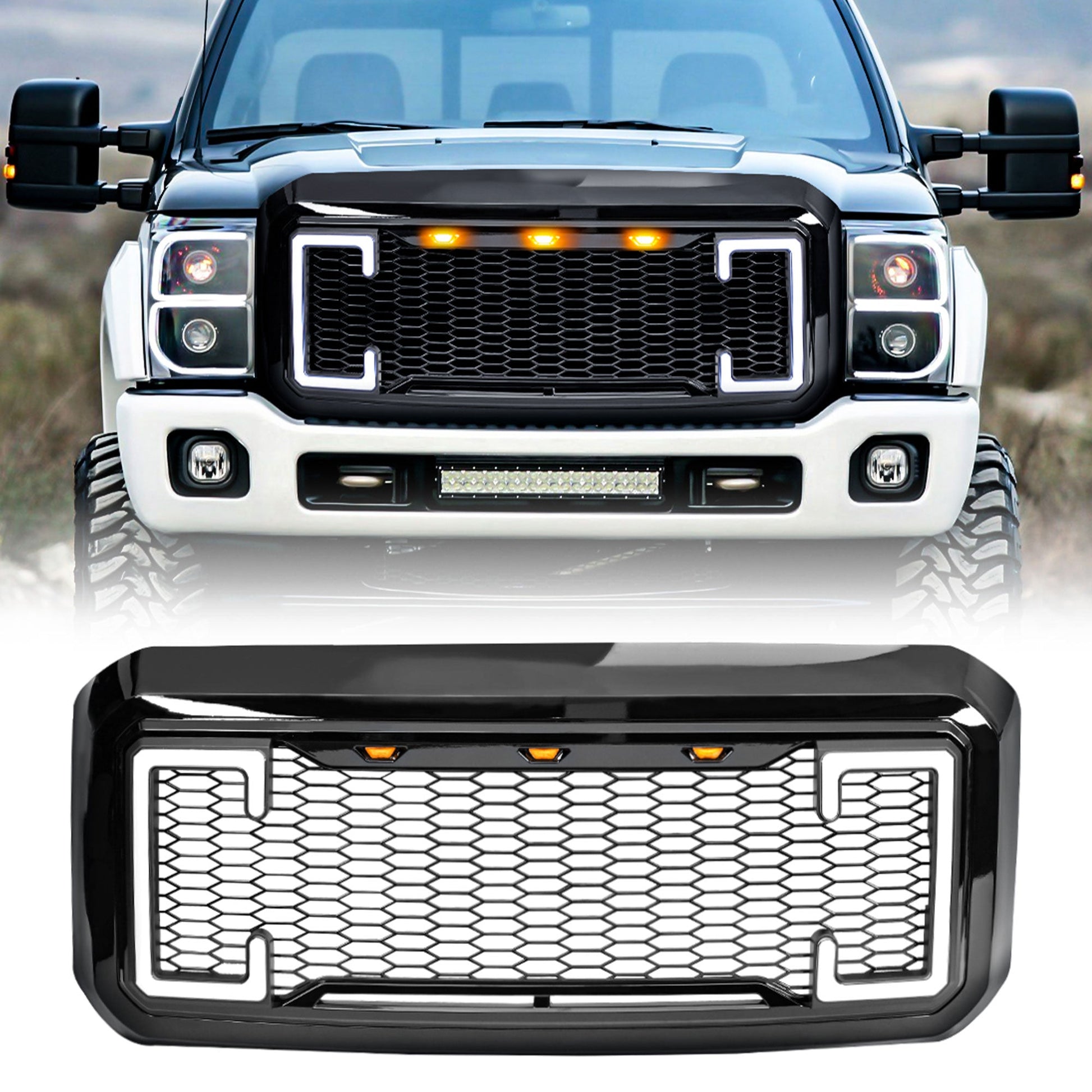 AMERICAN MODIFIED Raptor Style Mesh Grille for 2011-2016 Ford F250/350/450/550 - Find Fresh Goods