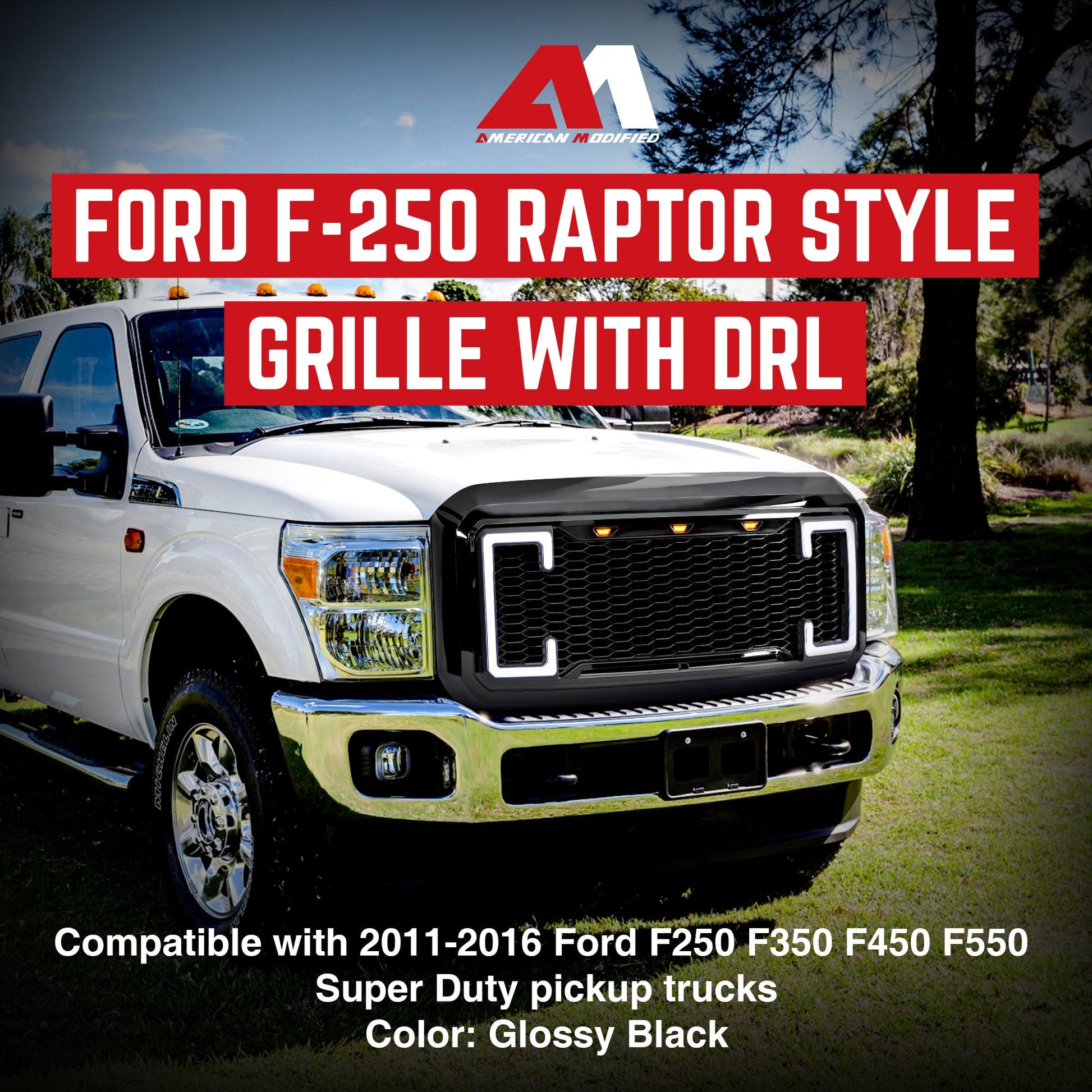 AMERICAN MODIFIED Raptor Style Mesh Grille for 2011-2016 Ford F250/350/450/550 - Find Fresh Goods