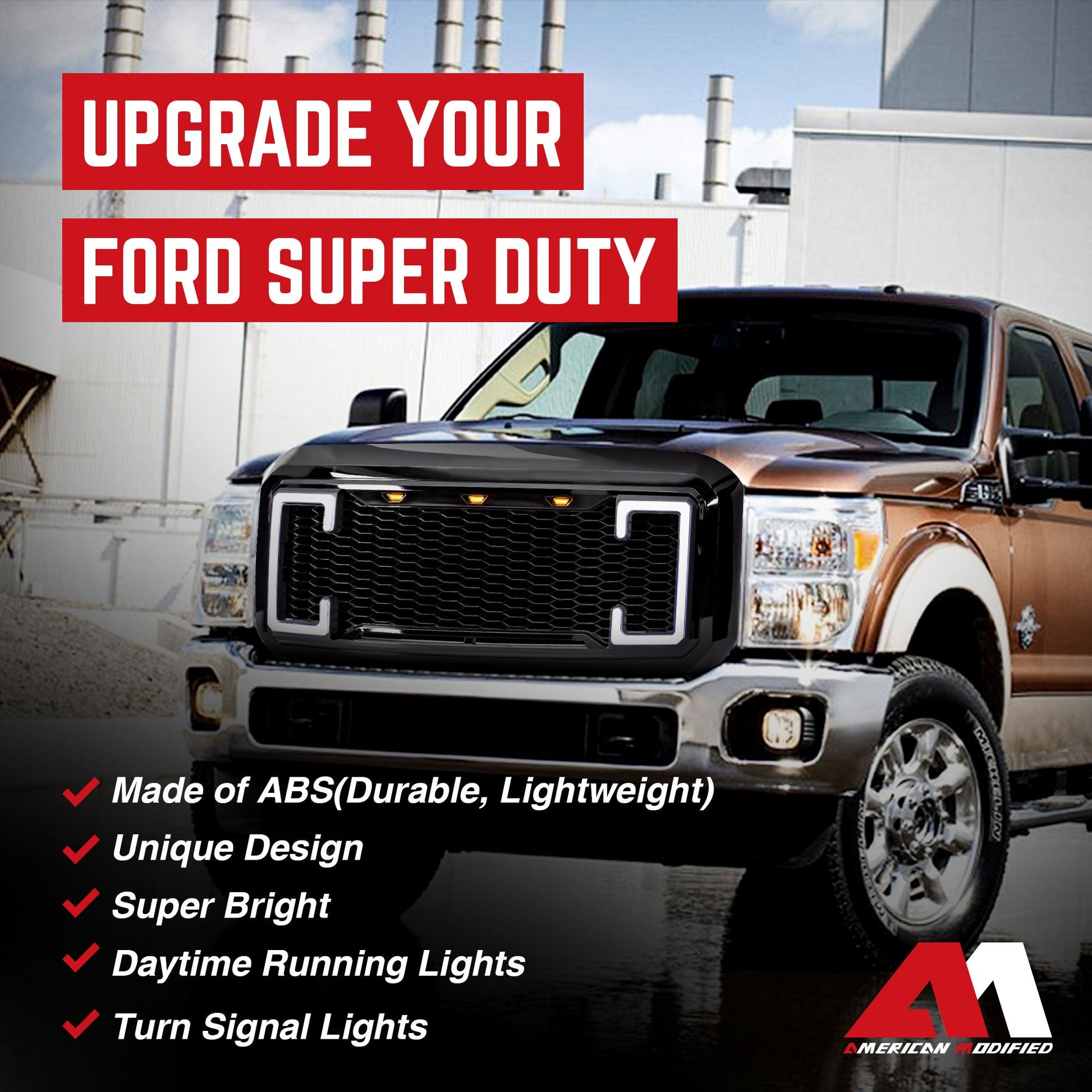 AMERICAN MODIFIED Raptor Style Mesh Grille for 2011-2016 Ford F250/350/450/550 - Find Fresh Goods